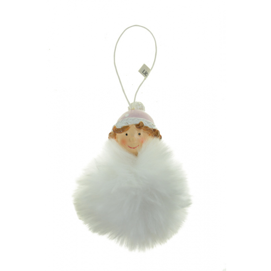 Figura fiú poly 7,3*7,3*8,8cm gömb akasztós sapis rózsaszín
