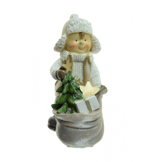 Figura fiú poly ajándékkal 15cm barna
