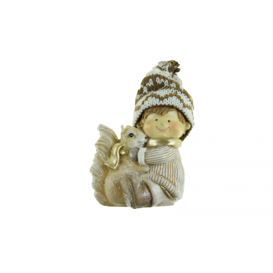 Figura fiú poly mókussal 10cm barna