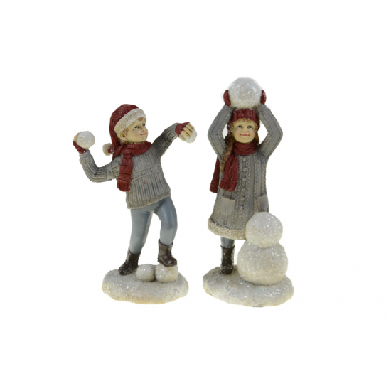 Figura fiú/lány poly 9,5*8*19,5 cm bordó