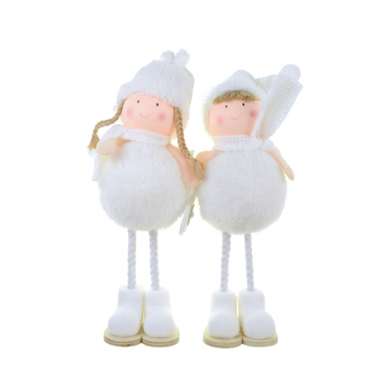 Figura fiú/lány textil 30 cm álló fehér