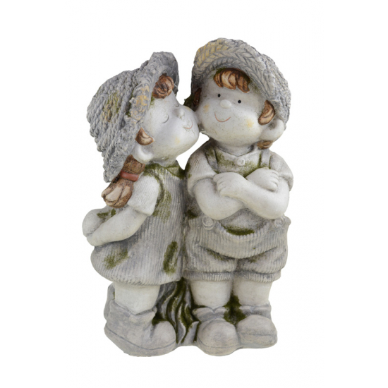 Figura gyerekpár kerámia 31*19*45cm szürke