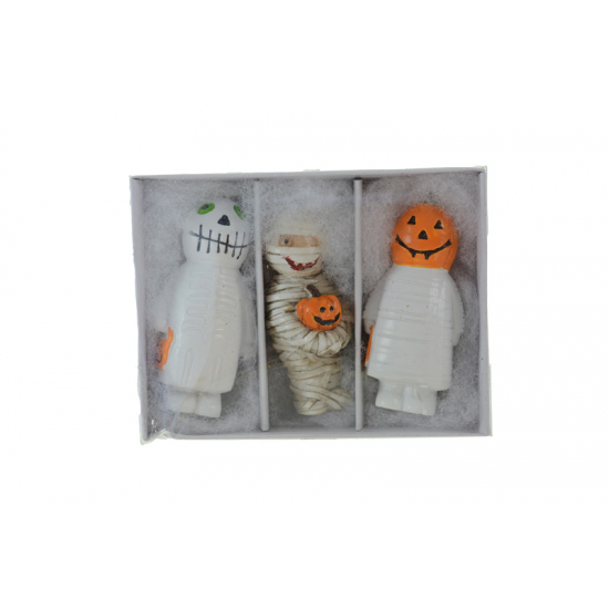Figura Halloween poly 2,9*2,6*6,5 cm 3 féle fehér