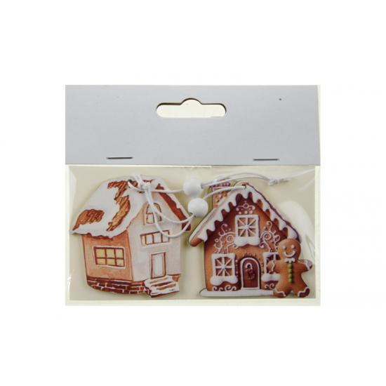 Figura ház fa 6cm s/2 barna