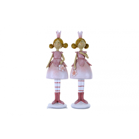 Figura hercegnő poly virággal 5.5*5*20cm 2féle rózsaszín