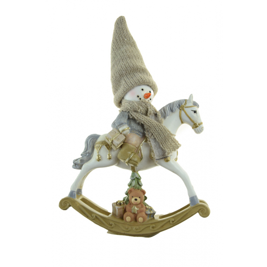Figura hintaló poly hóemberrel 13.5*3.5*18cm fehér