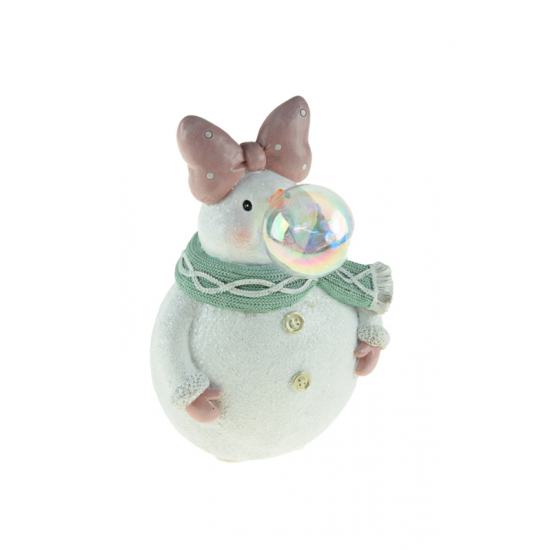 Figura hóember poly 21,2cm LED-es fehér