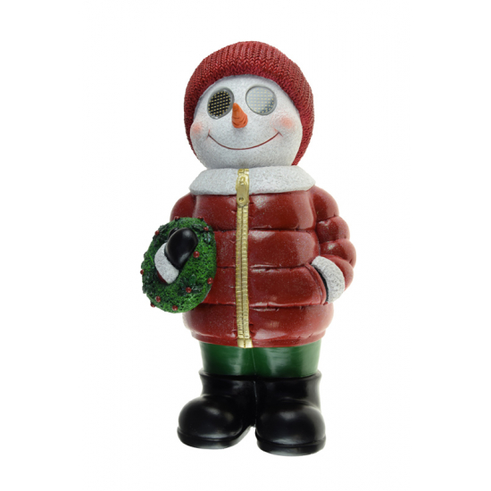 Figura hóember poly 52cm LED-es piros