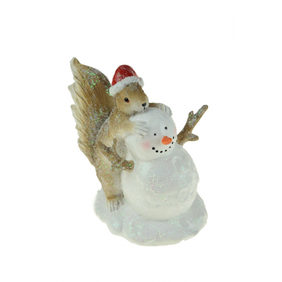 Figura hóember poly mókussal 13.5*9*12.5cm fehér