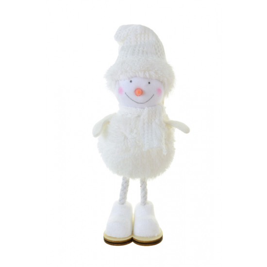 Figura hóember textil 17 cm álló fehér