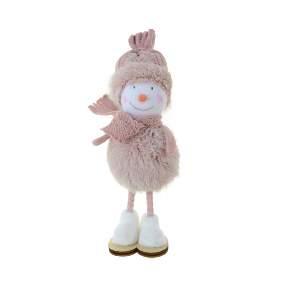 Figura hóember textil 17 cm álló rózsaszín