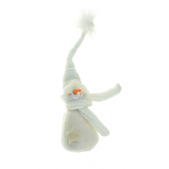 Figura hóember textil 8*8*28cm fehér