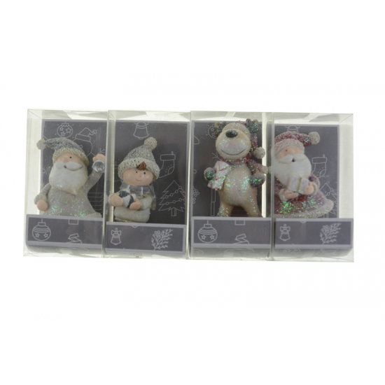 Figura karácsonyi poly 3*4*7 dobozos többféle szürke