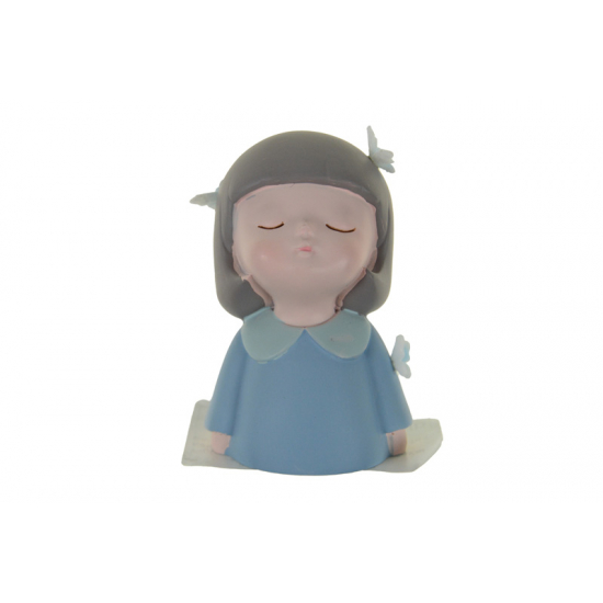 Figura kislány poly pillangóval 4*4*7cm kék/barna