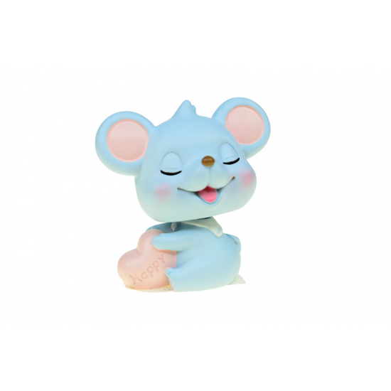 Figura kisegér poly mozgó fejjel 7*5*8cm Lucky kék