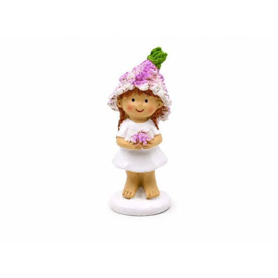 Figura kislány poly 5,3*4*10,5cm lila/fehér