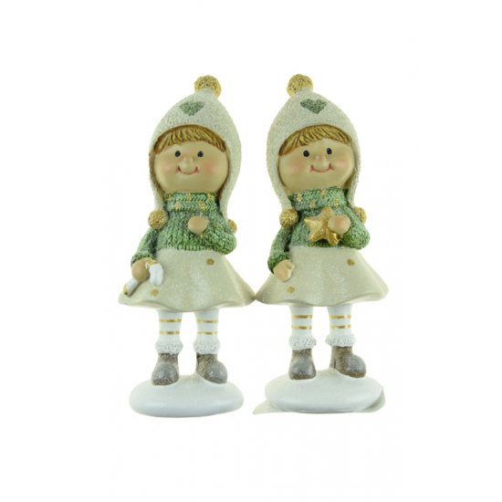 Figura kislány poly 5*4.5*12.2cm 2féle zöld