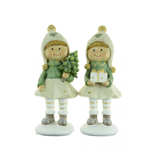 Figura kislány poly 6.5*5.5*15.5cm 2féle zöld