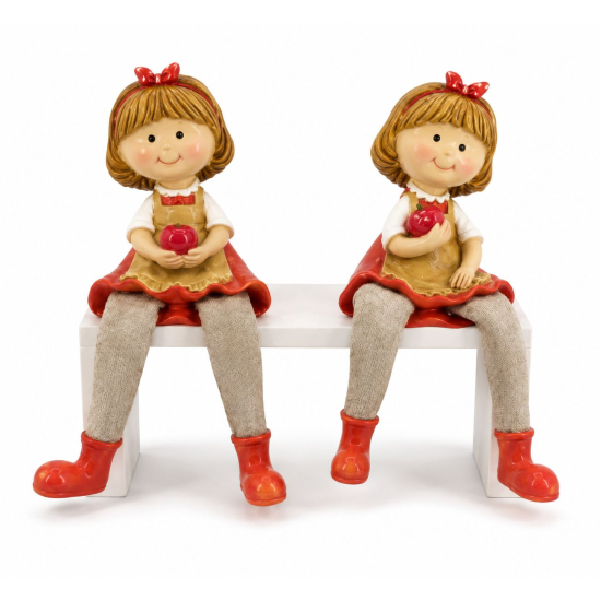 Figura kislány poly lógó lábú 7*5*16cm 2féle piros