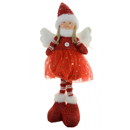 Figura kislány textil 22*18*52cm álló piros
