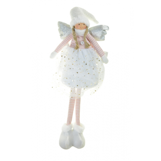 Figura kislány textil 25*16*79cm álló fehér