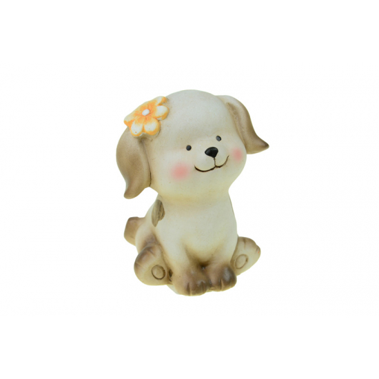 Figura kutya kerámia masnival 9.5*8*12.5cm sárga
