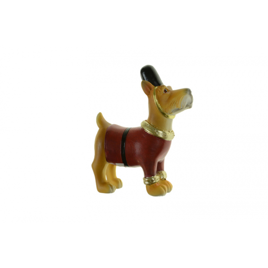 Figura kutya poly egyenruhában 9*3.5*10.5cm barna/piros