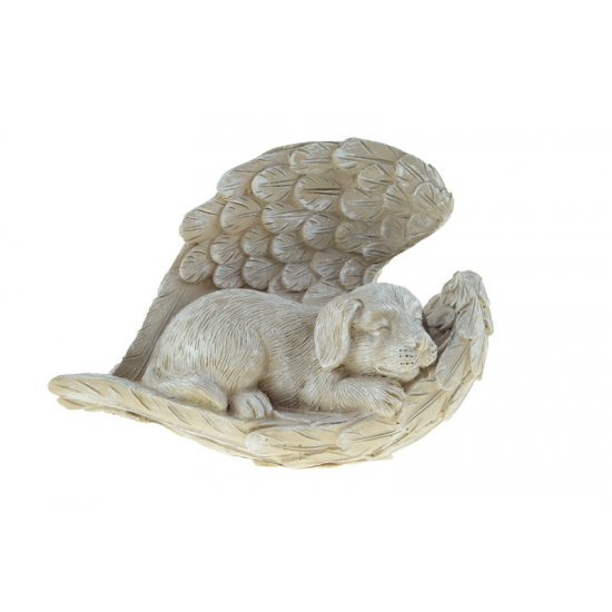 Figura kutya poly angyalszárnyon 15,8cm szürke
