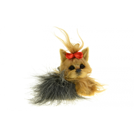 Figura kutya textil 8.5*4.5*7CMcm Yorkie barna