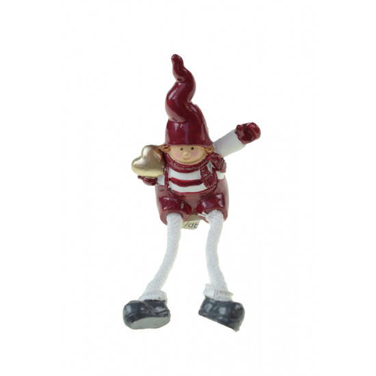 Figura lány poly lógólábú 5,6*3,4*7,2cm szívvel piros