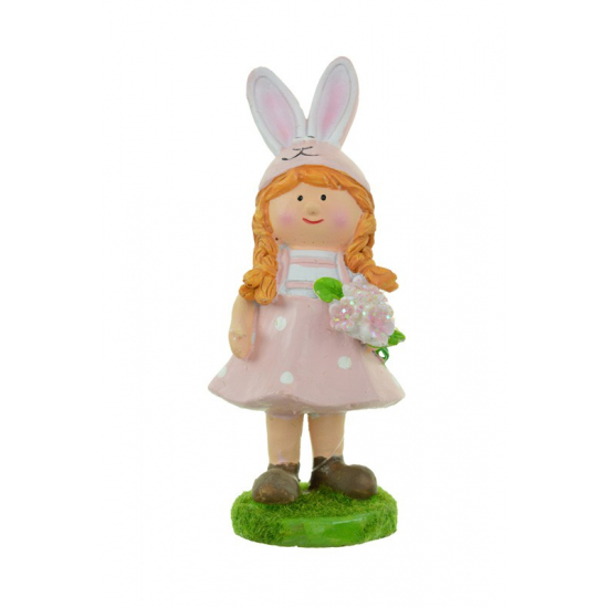 Figura lány poly 6*5,5*14cm nyuszifüles pink