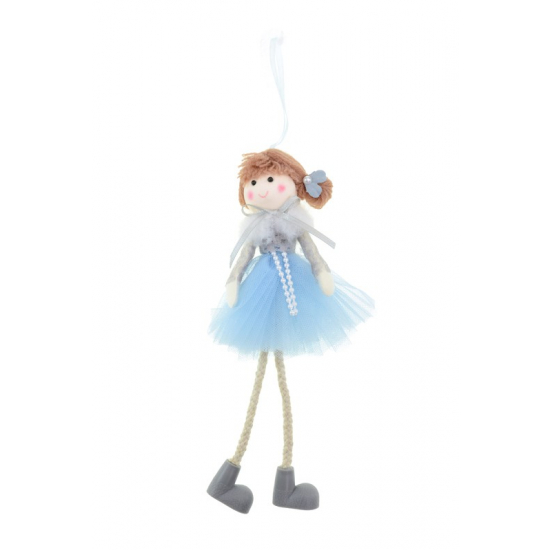 Figura lány textil 20cm akasztós kék