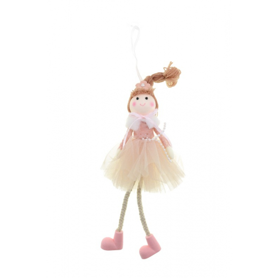 Figura lány textil 20cm akasztós rózsaszín