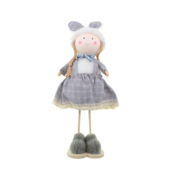 Figura lány textil 30cm szürke