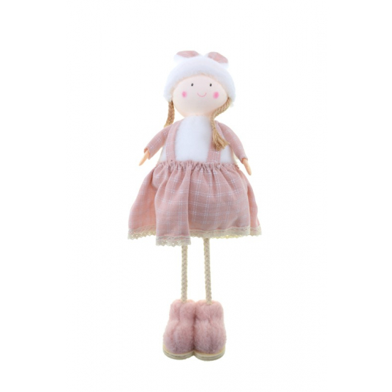 Figura lány textil 40cm rózsaszín