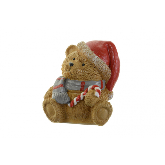 Figura maci poly 9*3,5*11cm nyalókával barna