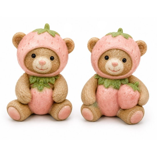 Figura maci poly epres 5*4.5*6.5cm barna/rózsaszín
