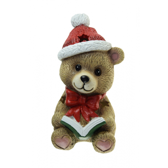 Figura maci poly LED-es 23.5cm barna