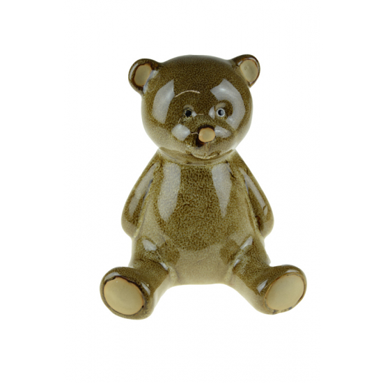 Figura maci porcelán 15*13*16.5cm barna