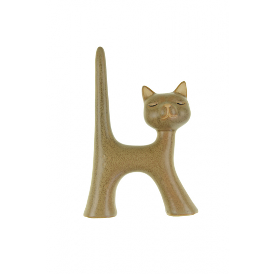 Figura macska poly 10.5*3.5*15.5cm barna