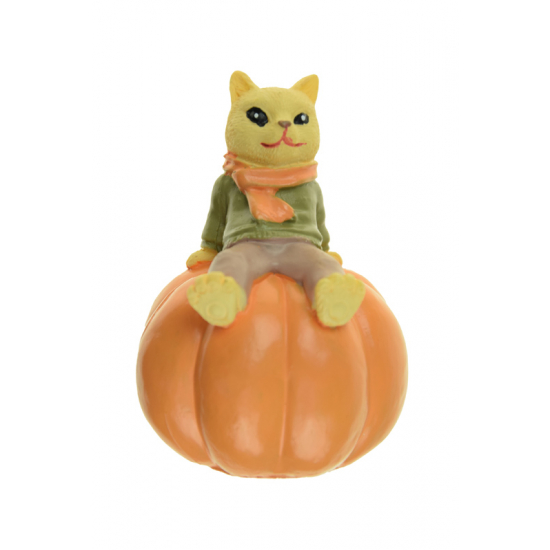 Figura macska poly tökkel 6,6cm narancs