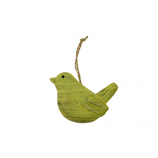 Figura madár fa 8*5.5*3.5cm akasztós sárga