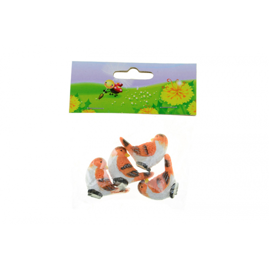 Figura madár poly 2,6cm s/4 fehér/narancs