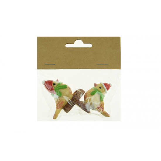 Figura madár poly 4,2cm s/2 barna