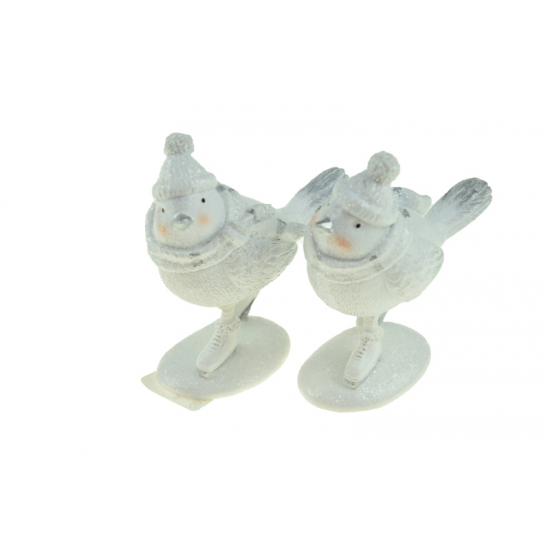 Figura madár poly 7.5*3.5*9cm 2féle fehér