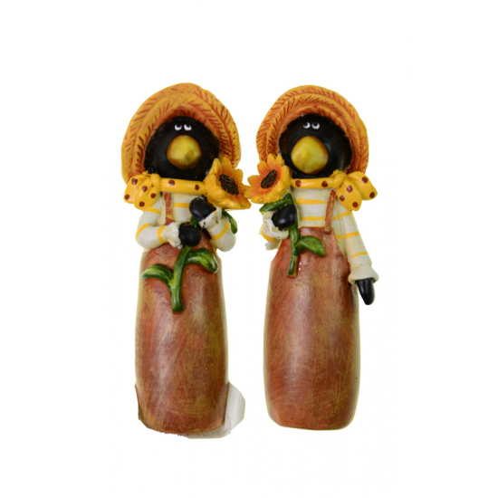 Figura madárijesztő poly napraforgóval 3.5*4*10.2cm 2féle barna