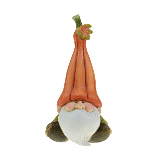 Figura manó poly 10*8*17.5cmH őszi kalapban barna