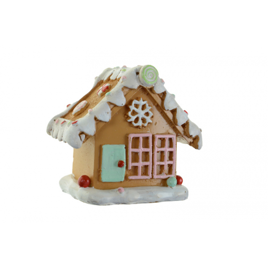 Figura mézeskalács ház poly 10*6,7*9,4cm s/4 ablakos szines