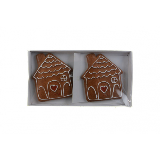 Figura mézeskalács ház poly 5,2*5,8*0,8cm s/2 díszített fehér/barna