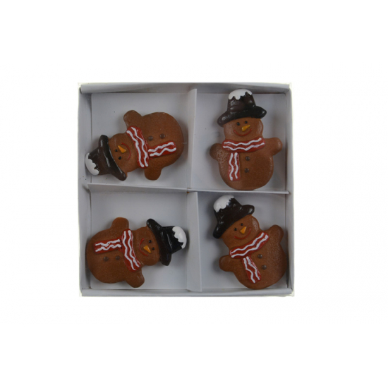 Figura mézeskalács hóember poly 3,7*4,9*0,7cm s/4 kalapban barna/fekete